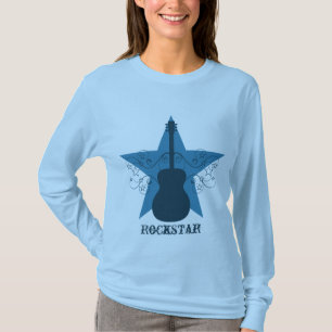 Camiseta Rico guitarra, guitarra, Sujeira feminina, Real Az