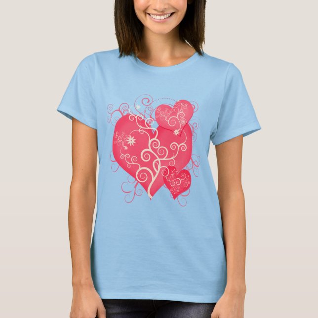 Camiseta Rico Rosa Girly Hearts Abstrato (Frente)