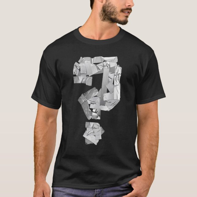 Camiseta Riddle de Pergunta de Fita do Utilitário Cinza (Frente)