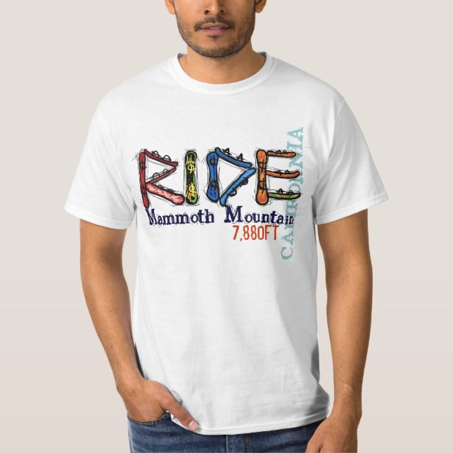 Camiseta Ride Mammoth Mountain, conselho da Califórnia (Frente)