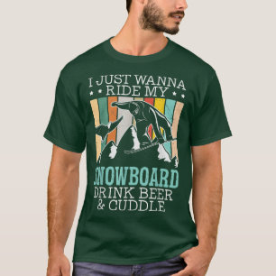 Camiseta Ride My Snowboard Drink Beer And Cuddle Snowboardi
