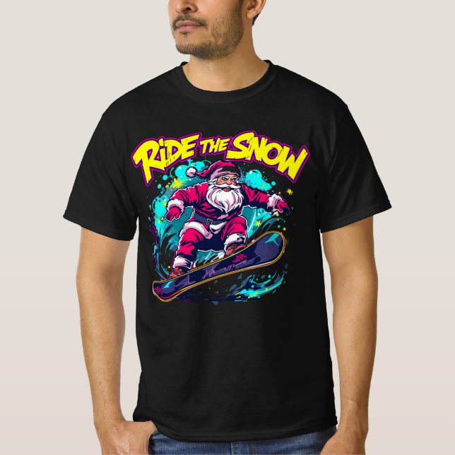 Camiseta Ride the Snow – Graffiti Santa Snowboard Design (Frente)