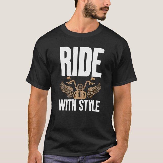 Camiseta Ride With Style Distressed for Motorcycle fans   (Frente)