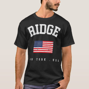 Camiseta Ridge NY Retro American Flag USA City Name Pullove