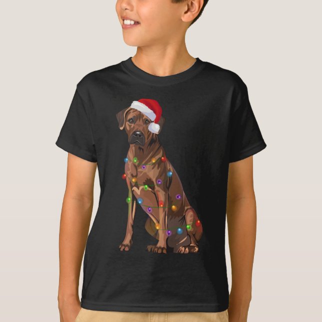 Camiseta Ridgeback Ridgeback Natal Luzes Xmas Cão Amor (Frente)