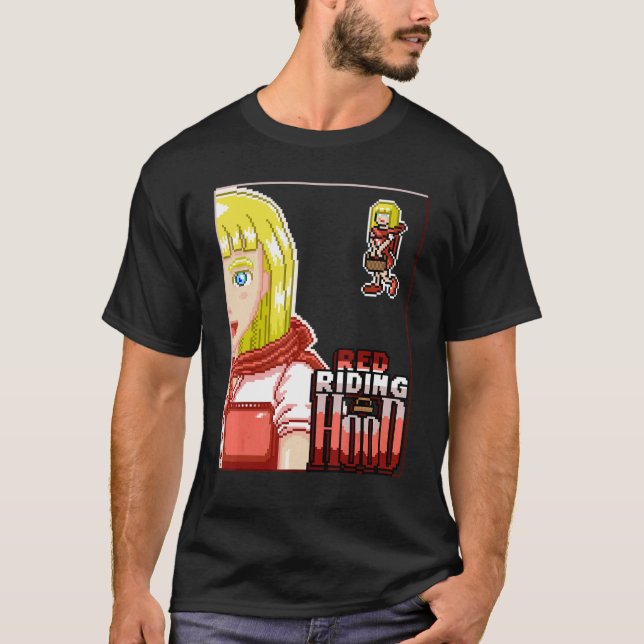 Camiseta Riding Hood Pixel Girl Gaming Fantasy Character V2 (Frente)