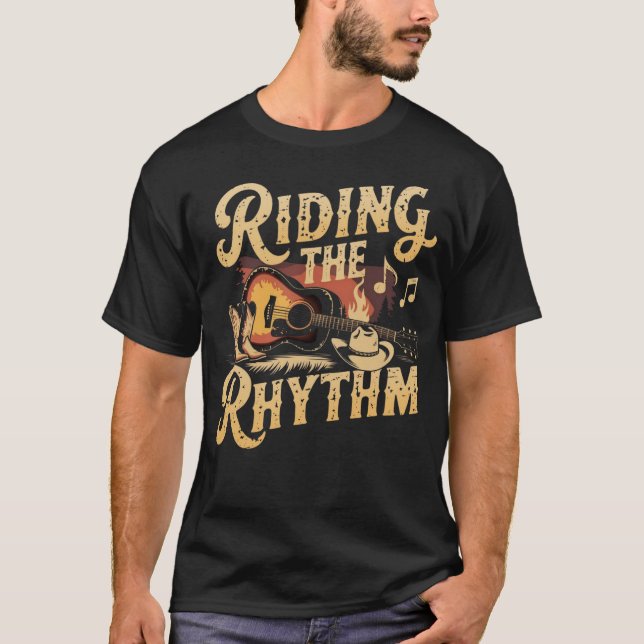Camiseta Riding the Rhythm - Country Music Lover Gifts (Frente)