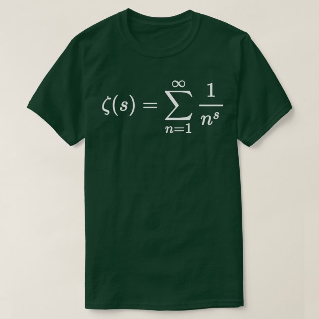 Camiseta riemann zeta function dark version  (Frente do Design)