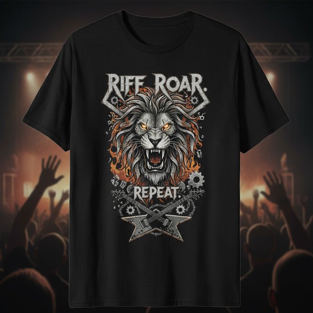 Camiseta Riff. Roar. Repeat. Heavy Metal Music Tee (Criador carregado)