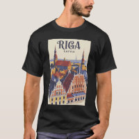 Riga Letônia Ilustração Viagem Arte Vintage