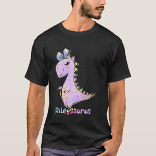 Camiseta Riley Name Shirt Girl Dinossaur Festa de aniversár