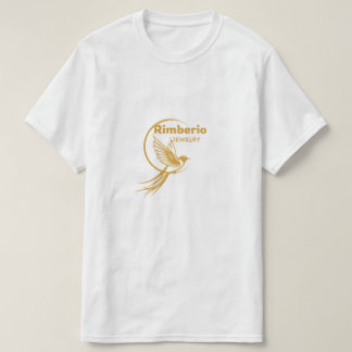Camiseta Rimberio Joias Luxo Logotipo de Pássaro em Ouro - 