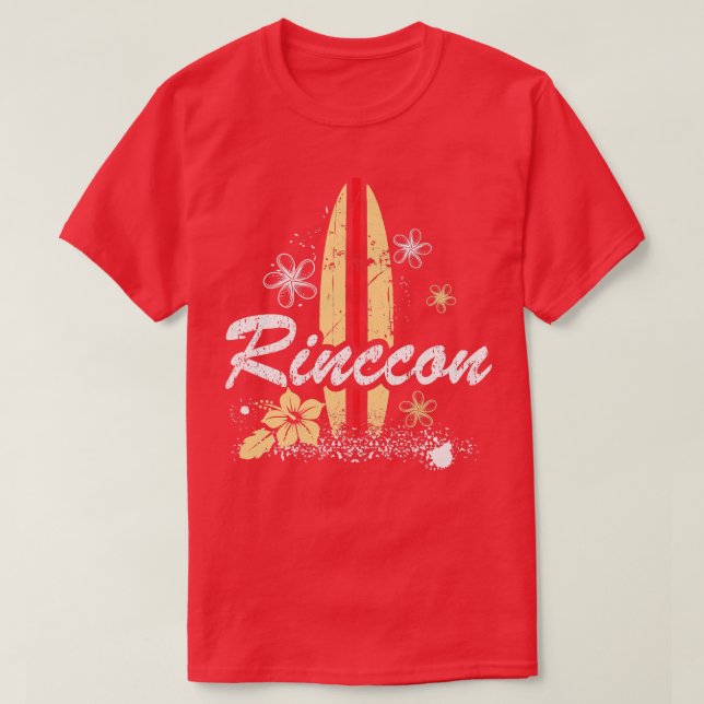 Camiseta Rincon California Beach with Surfboard Dissipada  (Frente do Design)
