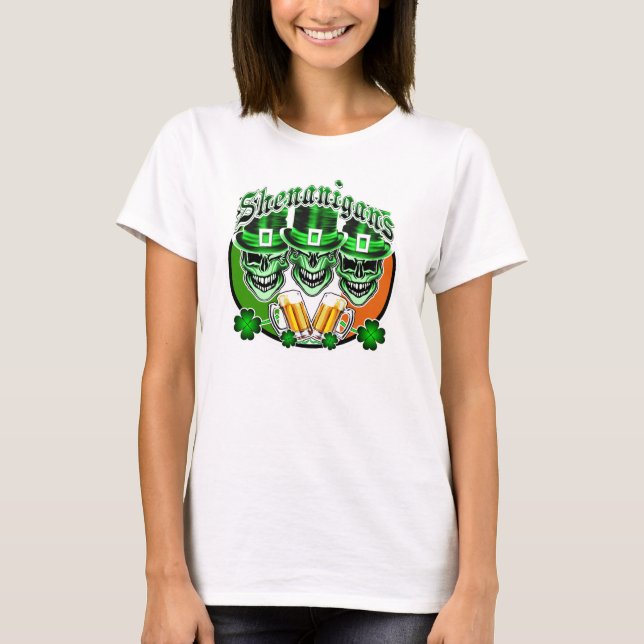 Camiseta Rindo das Skulls do Leprechaun Irlandês: Shenaniga (Frente)