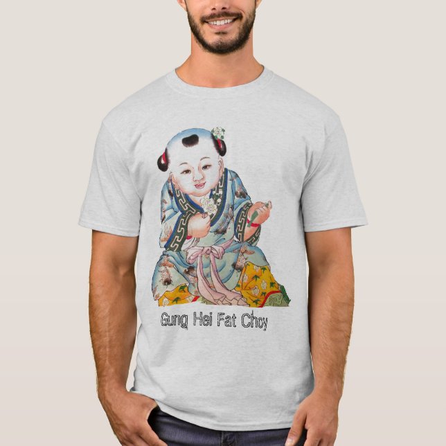 Camiseta Rindo de Boa Sorte Buda Chinês Ano Novo (Frente)