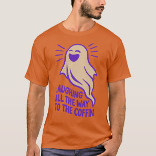 Camiseta Rindo Fantasma   Dia de as Bruxas engraçado
