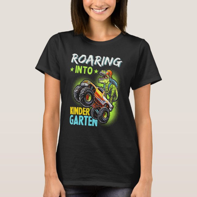Camiseta Ring In Kindergarten Dinossaur T Rex Back to S (Frente)
