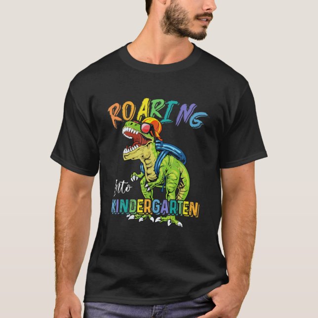 Camiseta Ring Kindergarten Dinossaur T Rex De Volta À Escol (Frente)