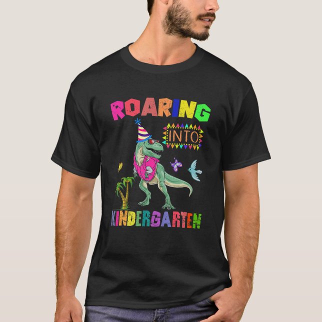 Camiseta Ring Kindergarten Dinossaur T Rex De Volta À Escol (Frente)