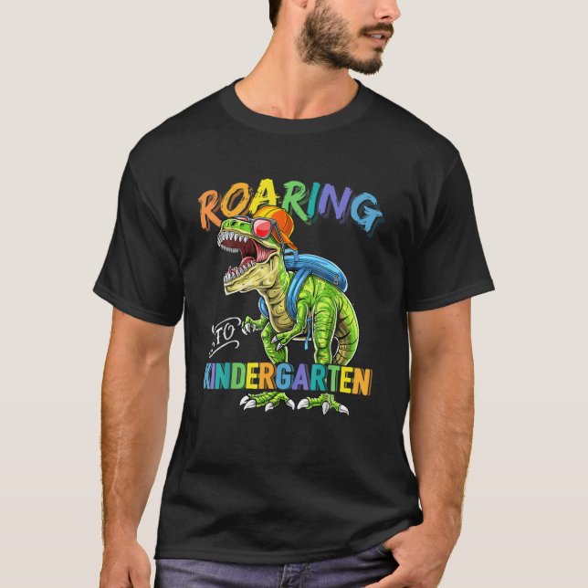 Camiseta Ring Kindergarten Dinossaur T Rex De Volta À Escol (Frente)