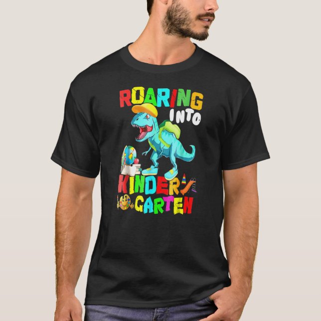 Camiseta Ring Kindergarten Dinossaur T Rex De Volta À Escol (Frente)