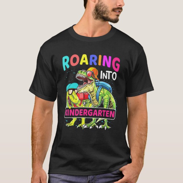 Camiseta Ring Kindergarten Dinossaur T Rex De Volta À Escol (Frente)