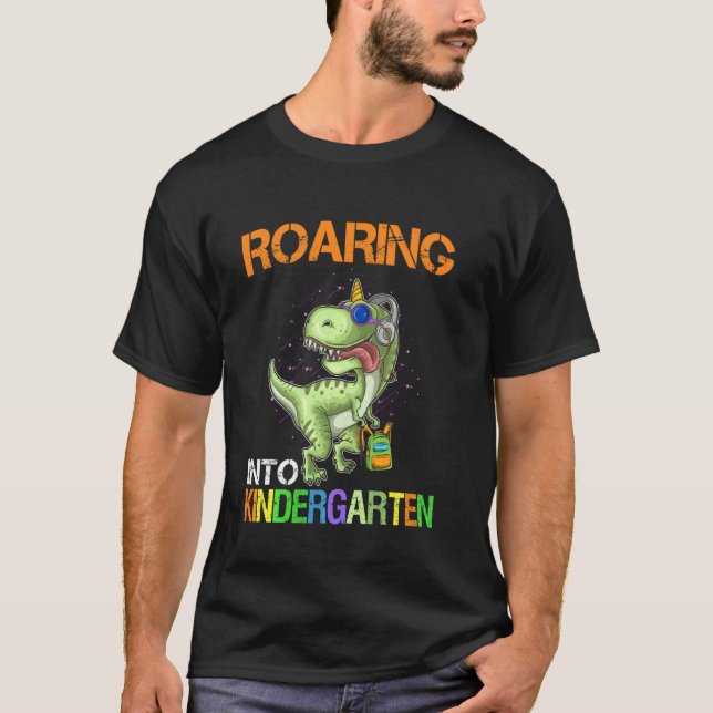 Camiseta Ring Kindergarten Dinossaur T Rex De Volta À Escol (Frente)