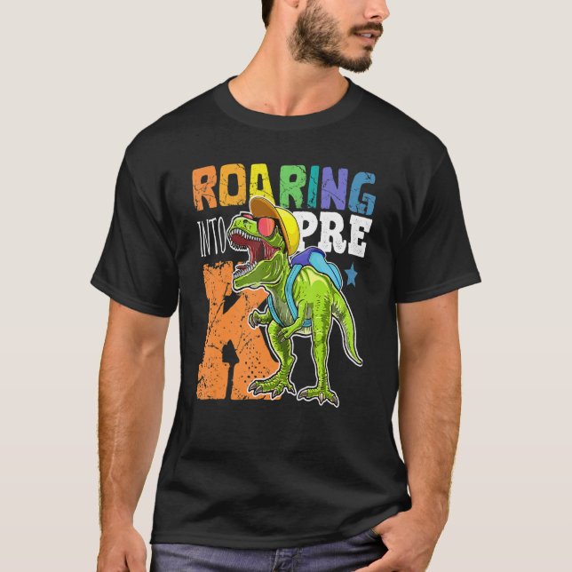 Camiseta Ring Pré K Dinossaur Rex De Volta Para Os Meninos  (Frente)