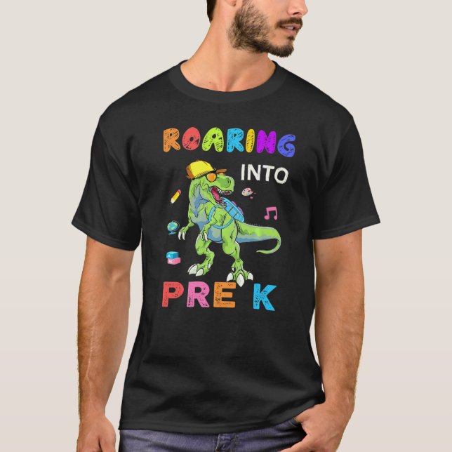 Camiseta Ring Pré K Dinossaur Rex De Volta Para Os Meninos  (Frente)