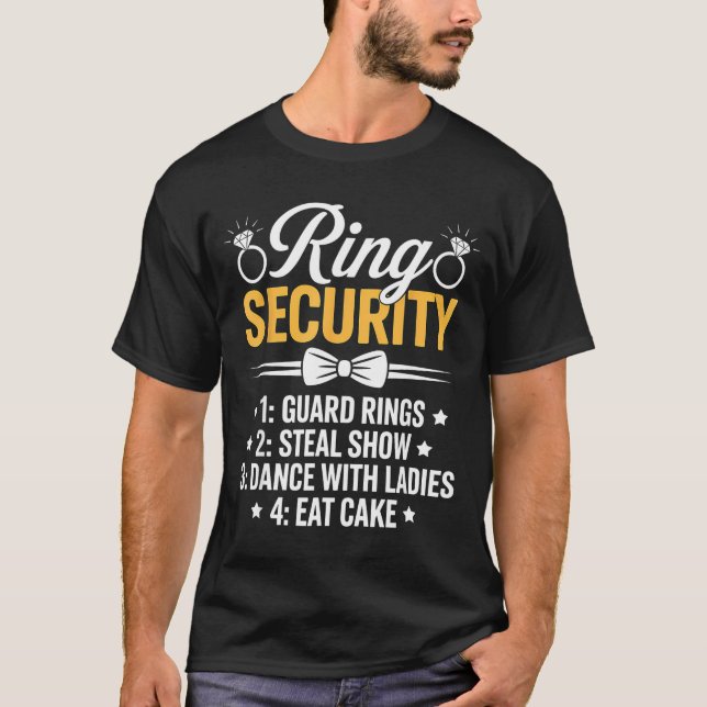 Camiseta Ring Security Wedding Party Funny Ring Bearer  (Frente)