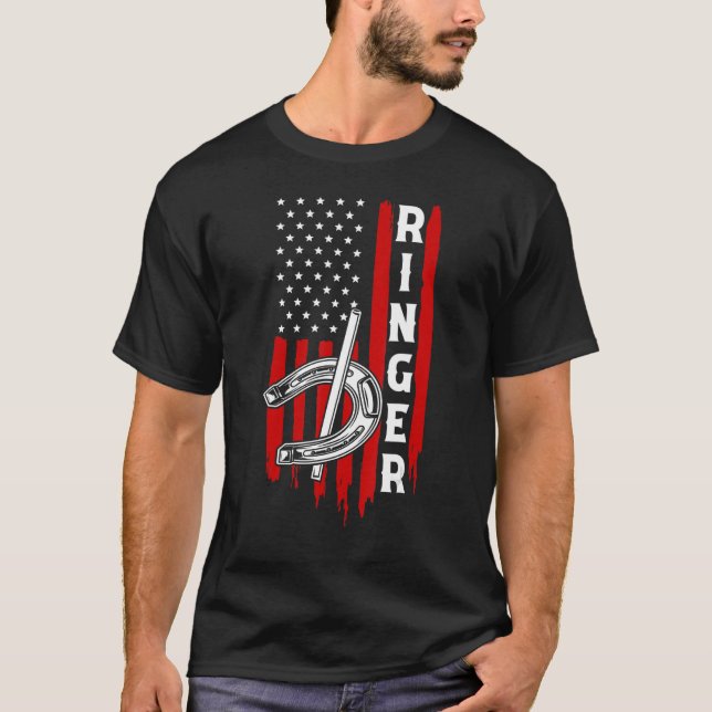 Camiseta Ringer Horserrading American Flag (Frente)