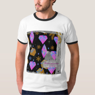 Camiseta Ringer Pink Diamonds & Golden Stars (Masc