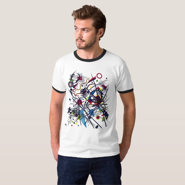 Camiseta Ringer Retro com Litografia Abstrata de K (Frente Completa)
