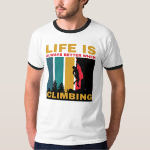 Camiseta Ringer Subindo Subindo Retrô Branco Negro