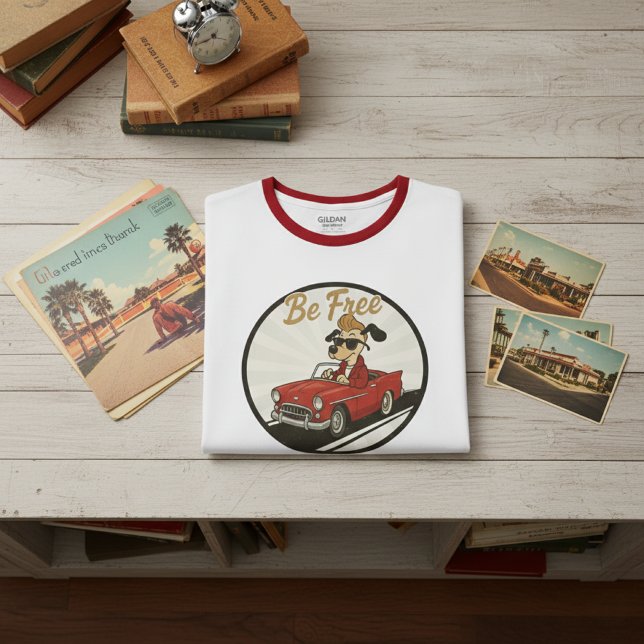 Camiseta Ringer Vintage Canine Cruiser (Criador carregado)