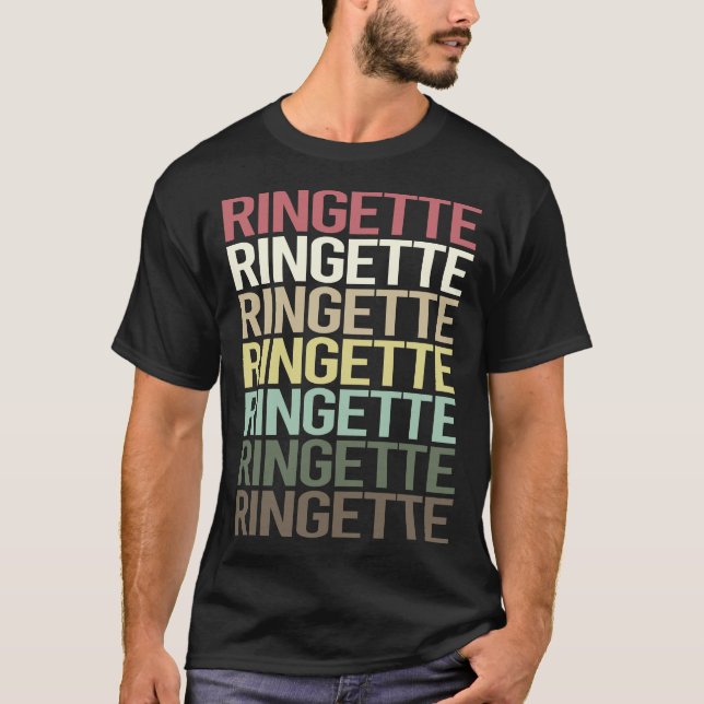 Camiseta Ringette de Texto Colorido (Frente)