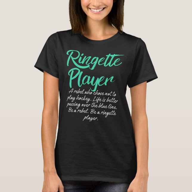 Camiseta Ringette Rebel. Seja corajoso e jogue (Frente)