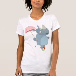 Camiseta Rino com guarda-chuva na camiseta-T da Unicamp