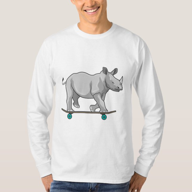 Camiseta Rino como Patinador com skate (Frente)