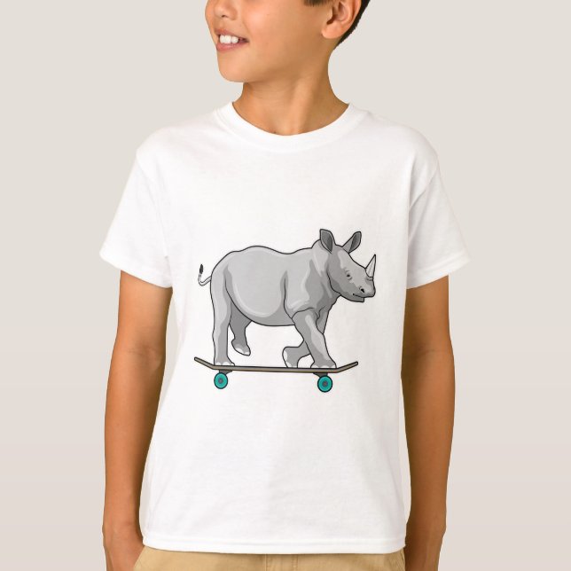 Camiseta Rino como Patinador com skate (Frente)