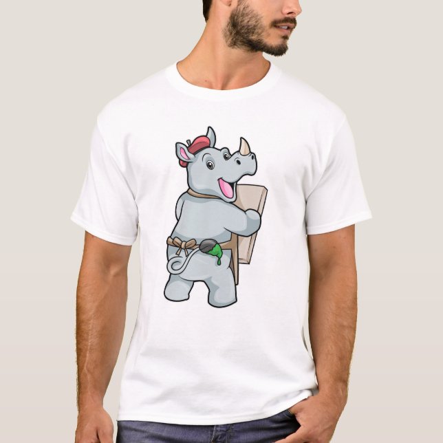 Camiseta Rino em pintura com cores (Frente)