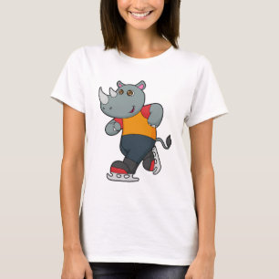 Camiseta Rino na patinação de gelo com skates de gelo