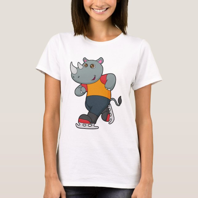 Camiseta Rino na patinação de gelo com skates de gelo (Frente)