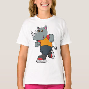 Camiseta Rino na patinação de gelo com skates de gelo