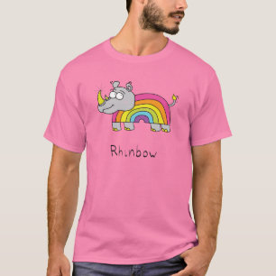 Camiseta Rinoceronte Arco-íris Fofo para Crianças