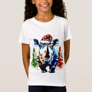 Camiseta Rinoceronte bonitinho de Natal