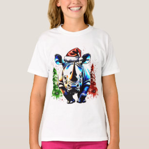 Camiseta Rinoceronte bonitinho de Natal