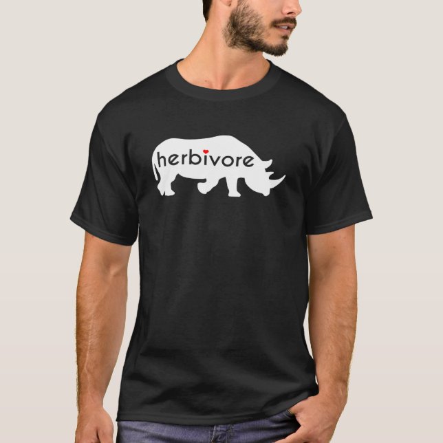Camiseta Rinoceronte Branco HERBIVORE Rinocerontes Vegan Ve (Frente)