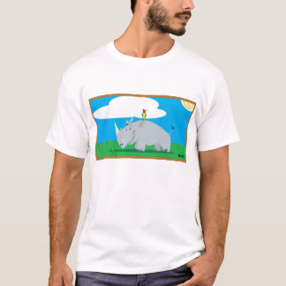 Camiseta Rinoceronte e pássaro