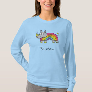 Camiseta Rinoceronte Engraçado Arco-Íris Desenho Infantil F